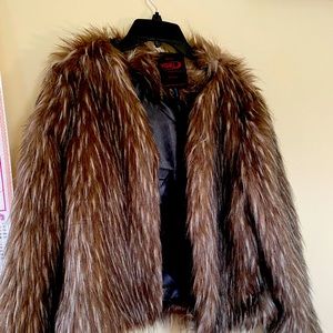 Faux fur open front jacket